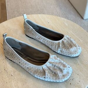 Zara Silver Velvet Flats